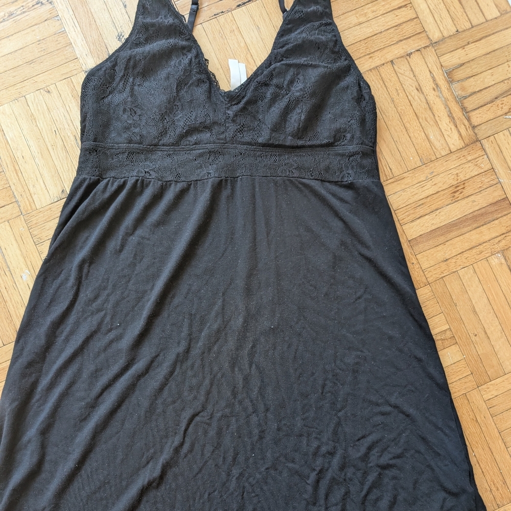 Black Lace Trim Sleep Dress